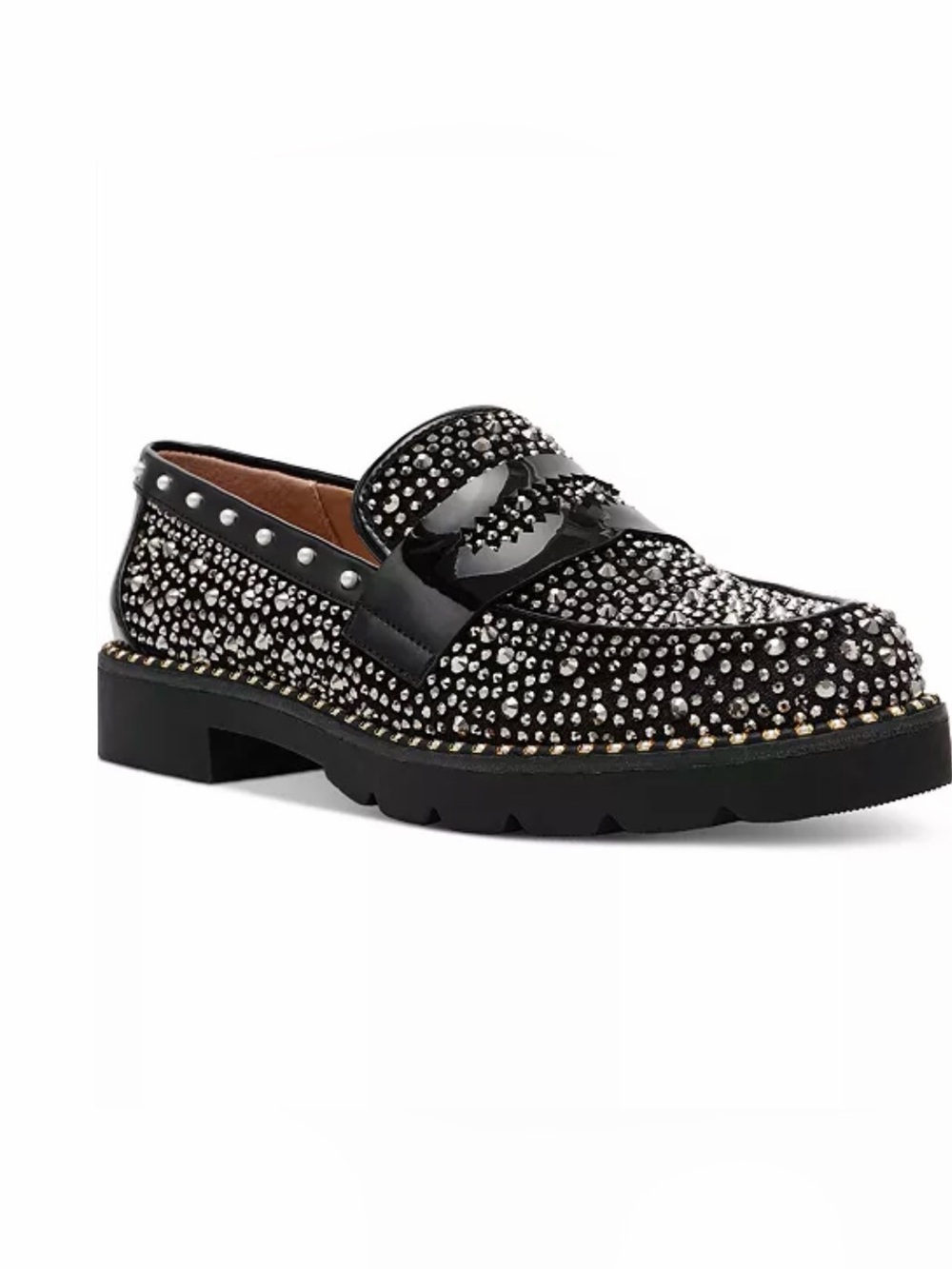 Betsey Johnson Lydiaa Black Studded Loafers